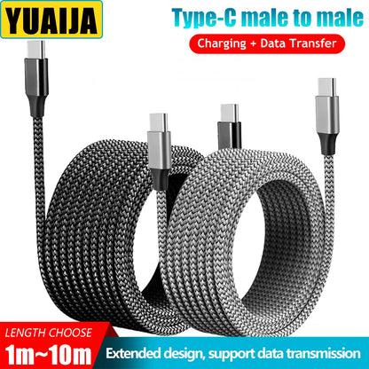 ⚡🔌 Type-C to Type-C PD 60W Fast Charging Cable – Super Long Extending Cable (3m/5m/8m/10m) 🎯