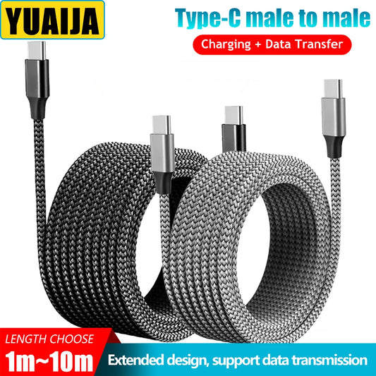 ⚡🔌 Type-C to Type-C PD 60W Fast Charging Cable – Super Long Extending Cable (3m/5m/8m/10m) 🎯