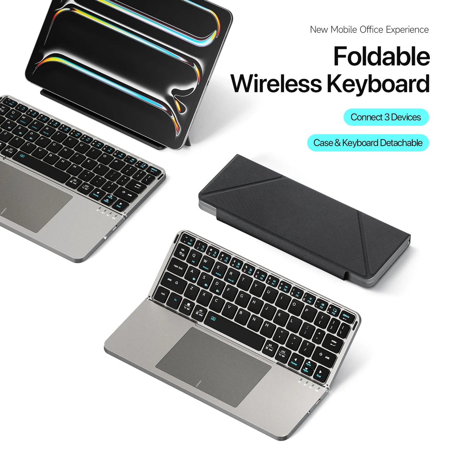 ⌨️📱 Multifunctional Foldable Bluetooth 5.0 Keyboard με Touchpad & Phone Holder