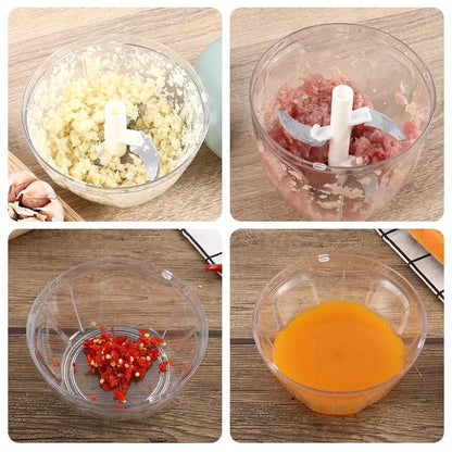 🔪🥕 Χειροκίνητο Μηχανικό Μπλέντερ 500ml/900ml – Πολυκόφτης Σκόρδου, Κρεμμυδιού & Λαχανικών