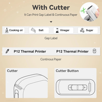 🏷️ P12 Portable Mini Thermal Label Printer – Bluetooth Εκτυπωτής Ετικετών με Marklife App & Επαναφόρτιση Type-C