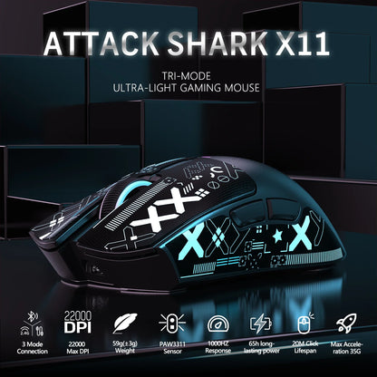🎮⚡ ATTACK SHARK X11 – Wireless Gaming Mouse με PixArt PAW3311 & Charging Dock ⚡🎮