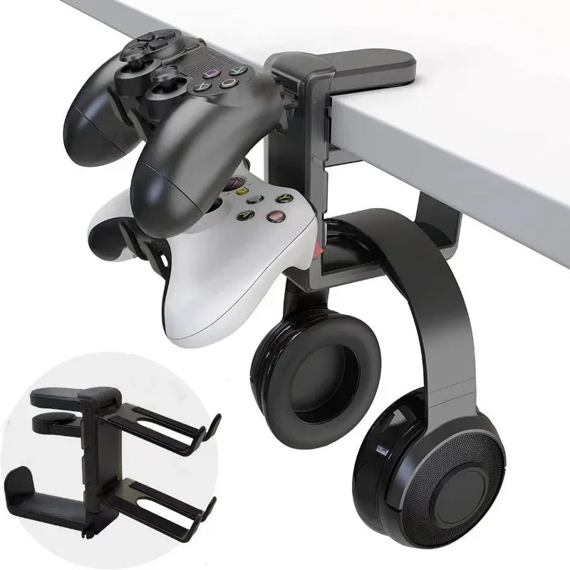 2-in-1 Gaming Headphone & Gamepad Holder – Adjustable Desktop Stand for Headphones and Controller