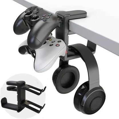 2-in-1 Gaming Headphone & Gamepad Holder – Adjustable Desktop Stand for Headphones and Controller