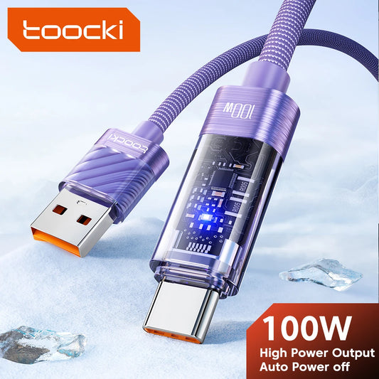 ⚡🔌 Toocki 100W USB Type-C Cable – Αυτόματη Απενεργοποίηση & LED Indicator