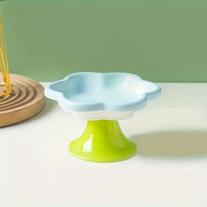 Ceramic Pet Bowl 🌸🐾 | Elevated Design for Neck Protection 🐱 | Food & Water Dish 🍽️ | Stylish Stand Included ✅