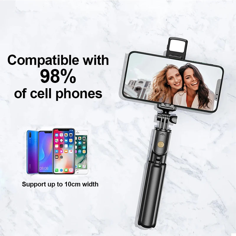 🤳✨ Wireless Selfie Stick Tripod με Φως & Bluetooth Remote – Extendable 71cm