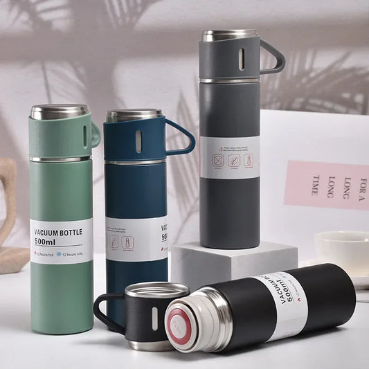 🥂🔥 Θερμός 500ml Σετ | 🖤 Business Style Design | ❄️🔥 Ανοξείδωτο 304 | 👩‍❤️‍👨 Ζευγάρια / Δώρο / Γραφείο