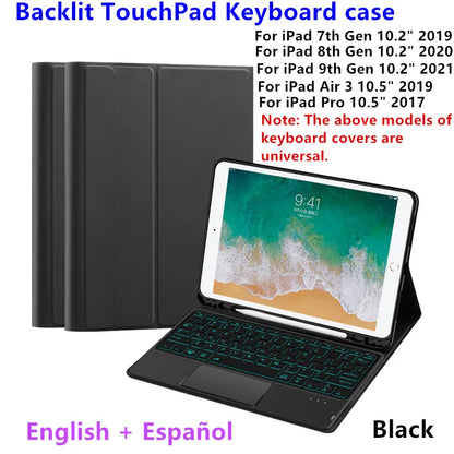 💻✨ Keyboard Case με Touchpad & Backlight – Συμβατό με iPad 7/8/9th Gen, Air3 & Pro 10.5" ✨📱