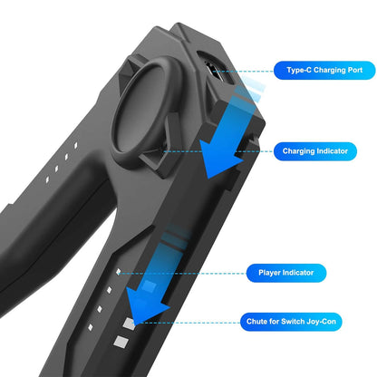 ⚡ GAMINJA Joy-Con Charging Grip για Nintendo Switch & Switch OLED | Βάση Φόρτισης με LED Ενδείξεις & Λειτουργία Παίξε-Ενώ-Φορτίζεις