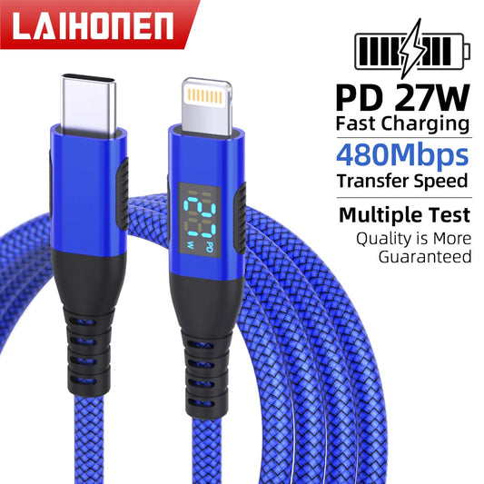 ⚡ LAIHONEN USB-C σε Lightning Καλώδιο 10FT – Nylon Braided Heavy Duty