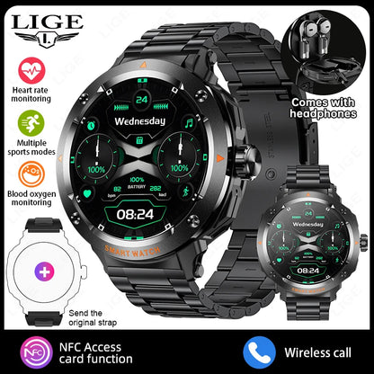 ⌚ LIGE 2-σε-1 Smart Watch με Ενσωματωμένα Bluetooth Ακουστικά TWS | NFC, Καρδιακός Ρυθμός, Οξυγόνο, Κλήσεις & Fitness Tracker