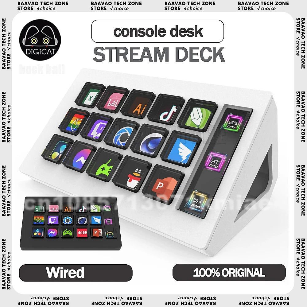 🎛️ Mirabox StreamDeck Mini Visual Keyboard – 15 Πλήκτρα LCD για Live Streaming, Content Creation & Multimedia Control | Plug & Play για Windows & macOS