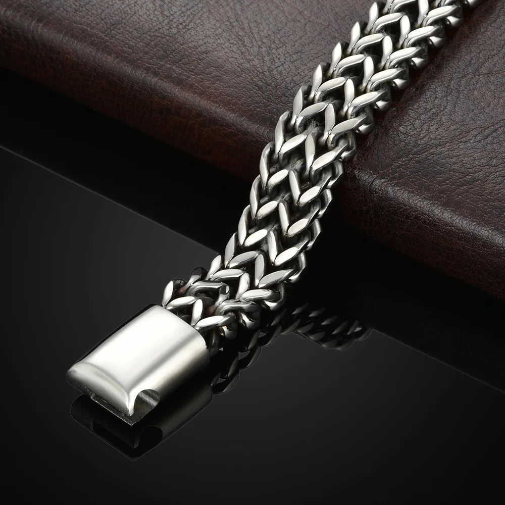 ⛓️✨ Ανδρικό Βραχιόλι Stainless Steel με Μαγνητικό Κούμπωμα – Διπλή Πλέξη & Μοντέρνος Σχεδιασμός 💎