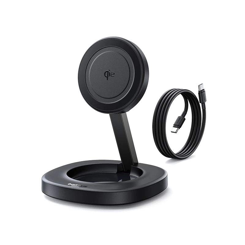 Baseus Qi2 15W Foldable Magnetic Wireless Charger Stand – Προσαρμόσιμη Βάση Φόρτισης για iPhone & AirPods
