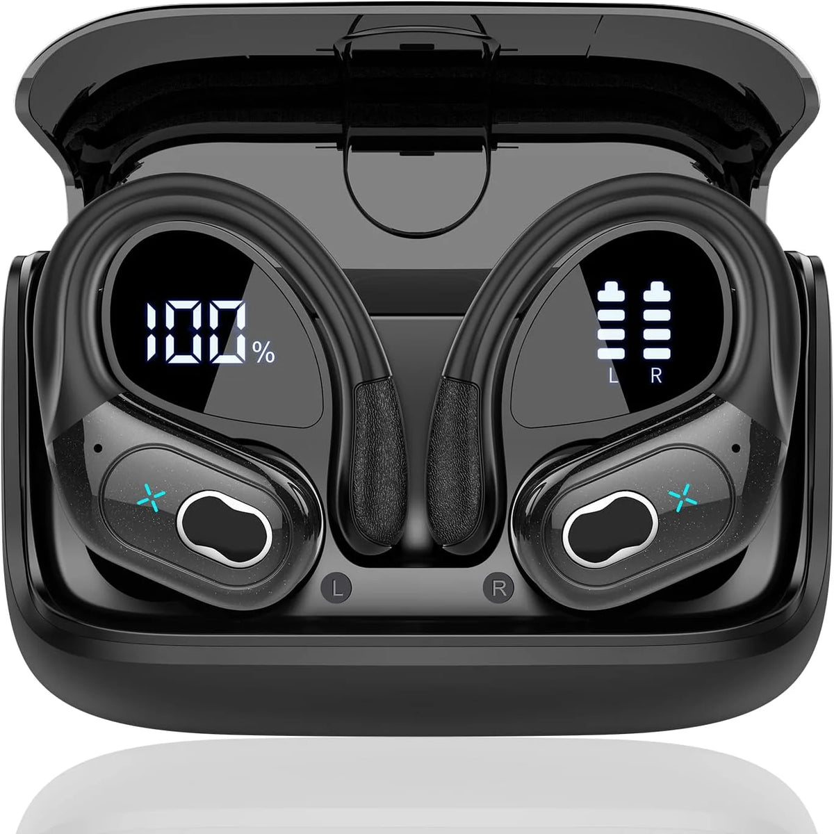 Wireless Sport Earbuds Bluetooth 5.4 with Earhooks, ANC, LED Display & up to 75 Hours of Battery Life