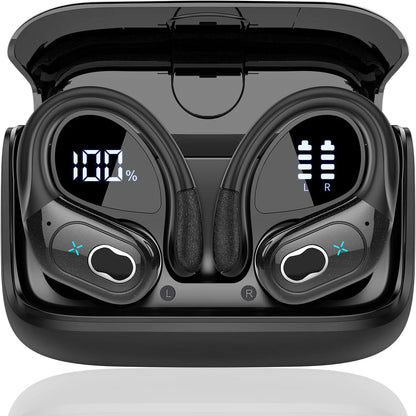 Wireless Sport Earbuds Bluetooth 5.4 with Earhooks, ANC, LED Display & up to 75 Hours of Battery Life