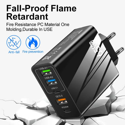 ⚡🔋 65W GaN Multi-Port Charger 🚀📱 (3 USB + 2 PD – 5 Θύρες)