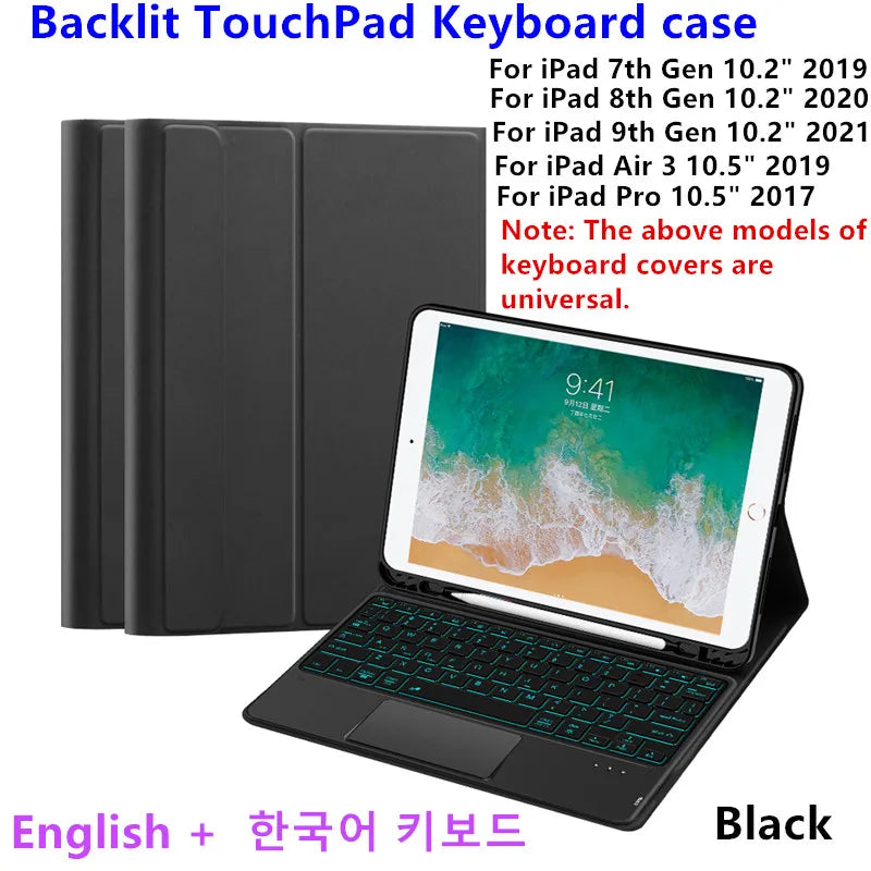 💻✨ Keyboard Case με Touchpad & Backlight – Συμβατό με iPad 7/8/9th Gen, Air3 & Pro 10.5" ✨📱