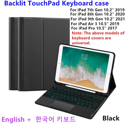 💻✨ Keyboard Case με Touchpad & Backlight – Συμβατό με iPad 7/8/9th Gen, Air3 & Pro 10.5" ✨📱