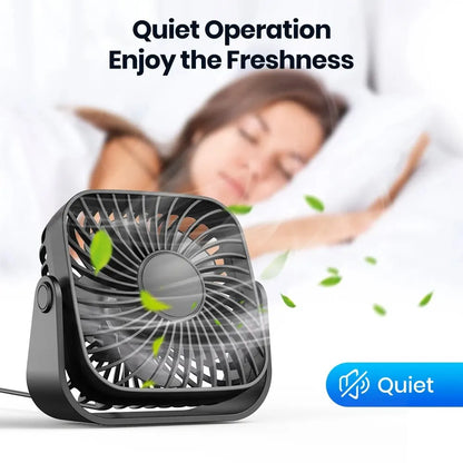 TOPK K52 Mini USB Fan 4” – Portable Desk Fan with 3 Speeds & 360° Adjustment