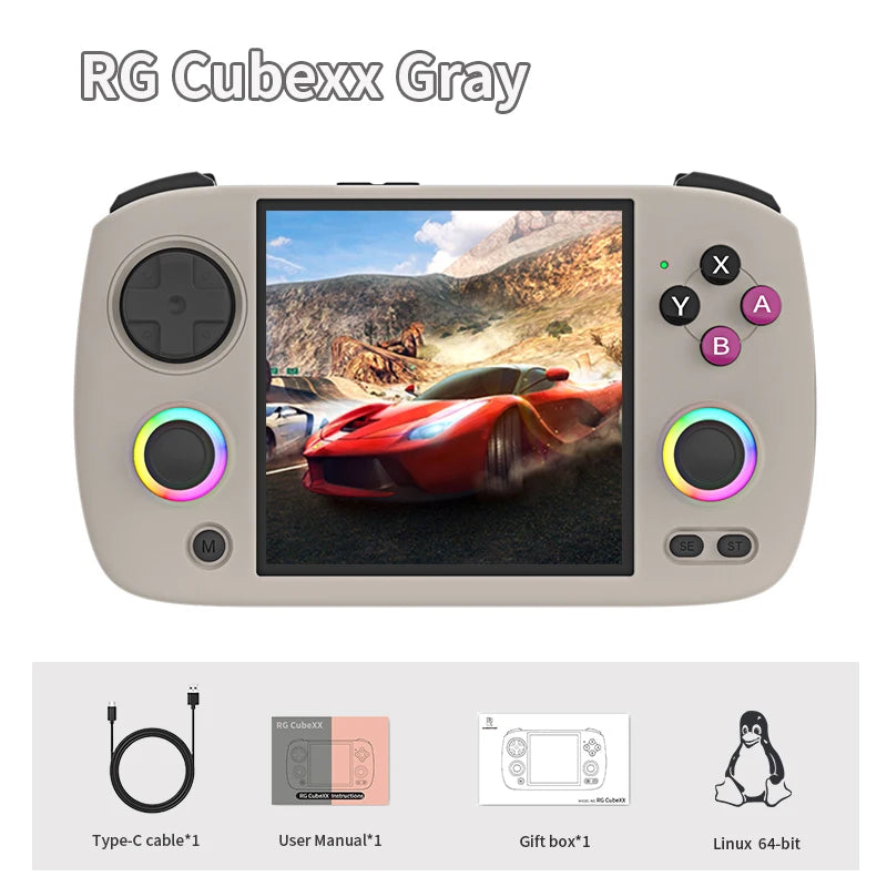 ANBERNIC RG CubeXX Retro Handheld Game Console – IPS 3.95” 720×720 | Linux 64bit | Wi-Fi & Bluetooth