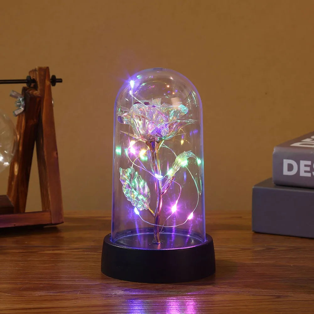 🌹✨ LED Enchanted Galaxy Rose – Αιώνιο Τριαντάφυλλο με Φωτάκια σε Γυάλινο Θόλο