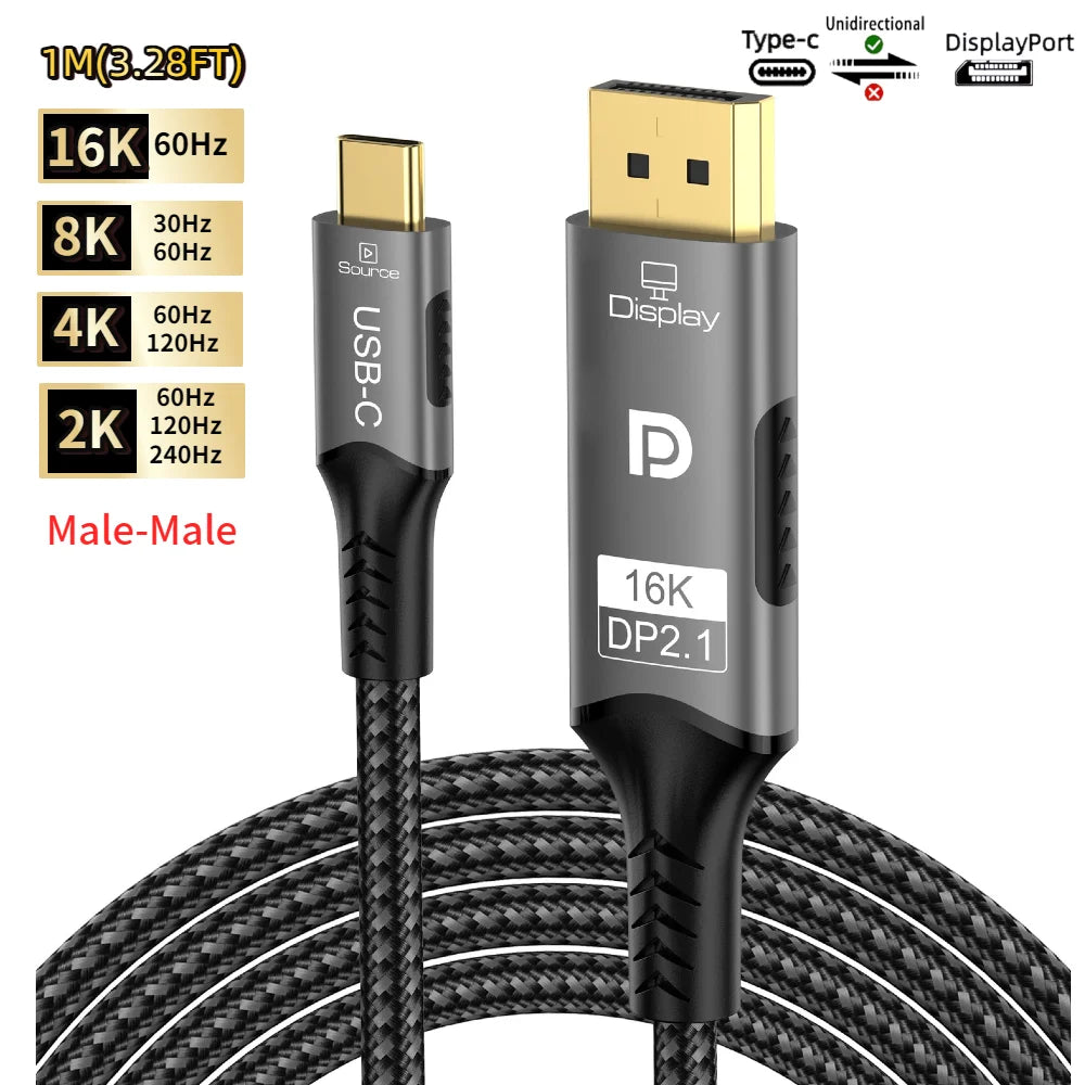 Καλώδιο USB-C σε DisplayPort 2.1 – 16K / 8K Ultra Performance