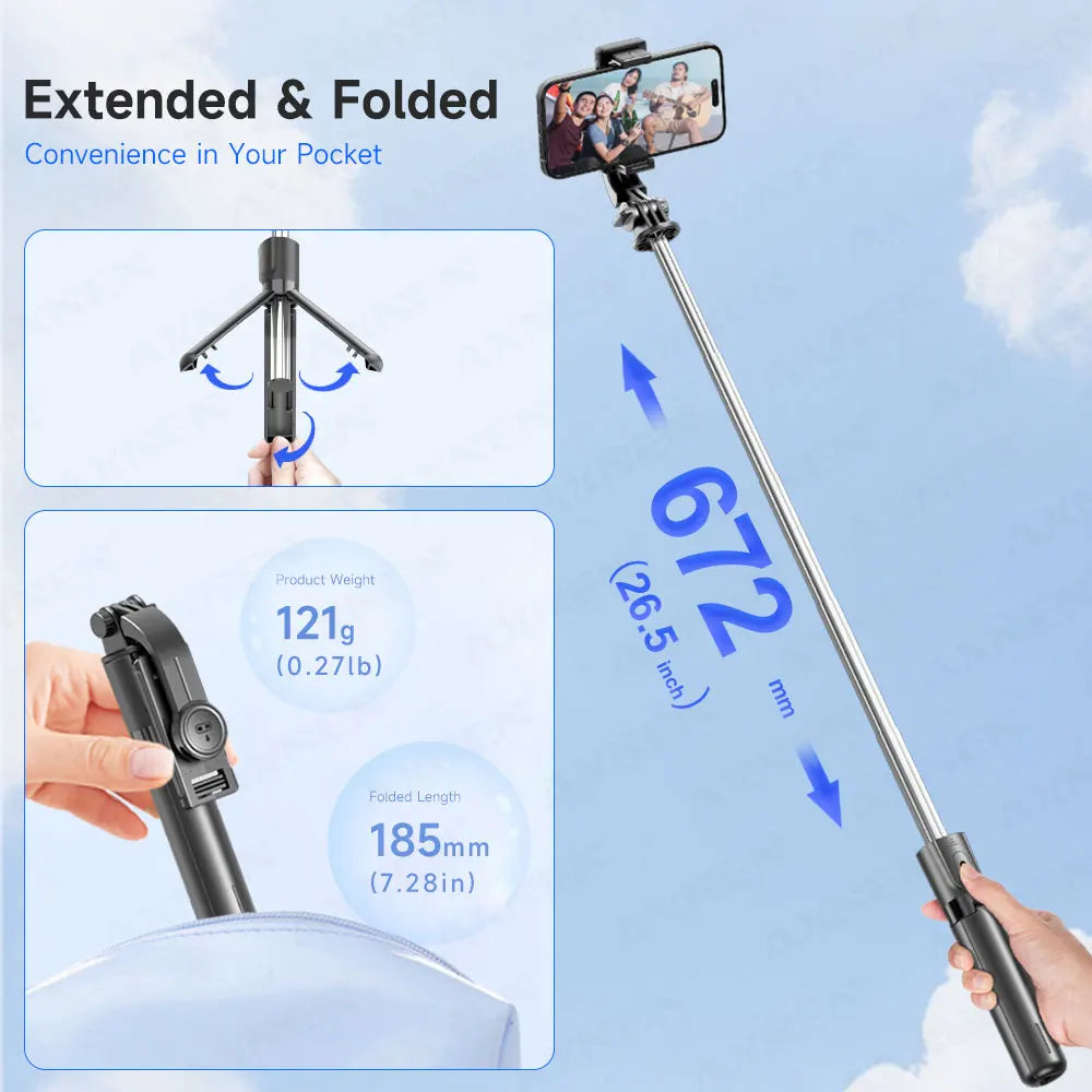 🤳📸 F01 Selfie Stick Tripod με Ασύρματο Bluetooth Remote & 360° Περιστροφή 🌍 Ελαφρύ & Φορητό για iPhone & Android