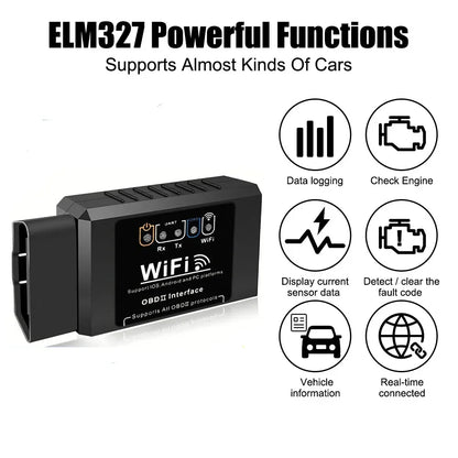 🚘 ELM327 V1.5 WiFi OBD2 Car Diagnostic Tool | Code Reader & Fault Scanner | For Android / iOS / Windows / PC