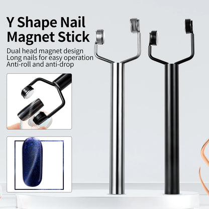 🧲✨ Y-Shaped Magnetic Stick – Cat Eye Nail Art Tool 3 σε 1 για Εντυπωσιακό Μανικιούρ 🎯