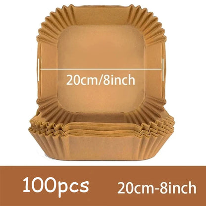 🍟 50τμχ Χαρτιά Air Fryer Μίας Χρήσης – Αντικολλητικά, Ανθεκτικά & Ανθεκτικά στη Θερμότητα 🧾🔥