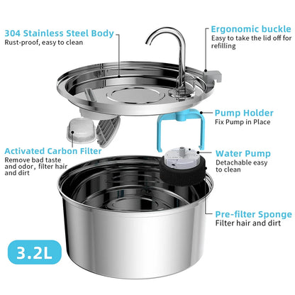 💧🐾 Stainless Steel Smart Water Fountain – Αυτόματη Σιντριβάνι Ποτίστρα για Γάτες & Σκύλους με Φίλτρο & USB ✨🐶🐱 Καθαρό, φρέσκο νερό όλη μέρα – αθόρυβη λειτουργία & ανοξείδωτη αντοχή!