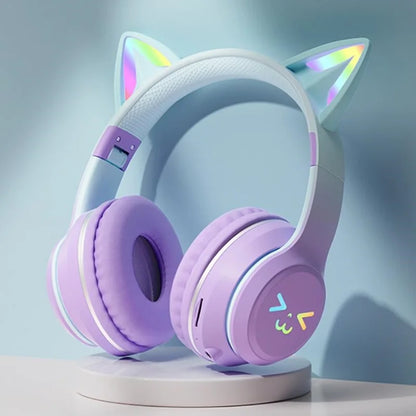 🎧 Ασύρματα Ακουστικά Cat Ear RGB – LS Original Bluetooth 5.3 Headset | Με Μικρόφωνο, LED Φωτισμό & Ενσύρματη/Ασύρματη Λειτουργία