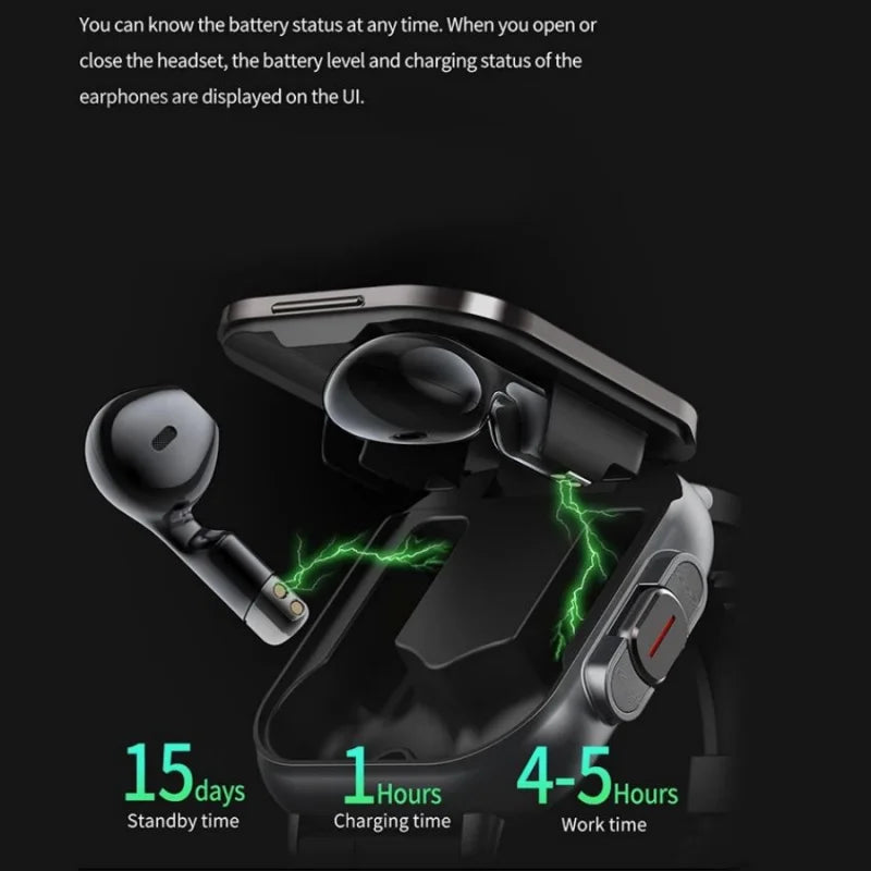 ⌚ CHAONB 2-σε-1 Smart Watch με Ενσωματωμένα Bluetooth Ακουστικά | Καρδιακός Ρυθμός, Κλήσεις, Μουσική & Voice Assistant