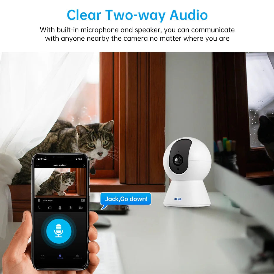 📸 KERUI Smart WiFi IP Pet Camera | 4K / 8MP Full HD Παρακολούθηση Σπιτιού για Κατοικίδια | Night Vision, Motion Tracking & Tuya Smart App