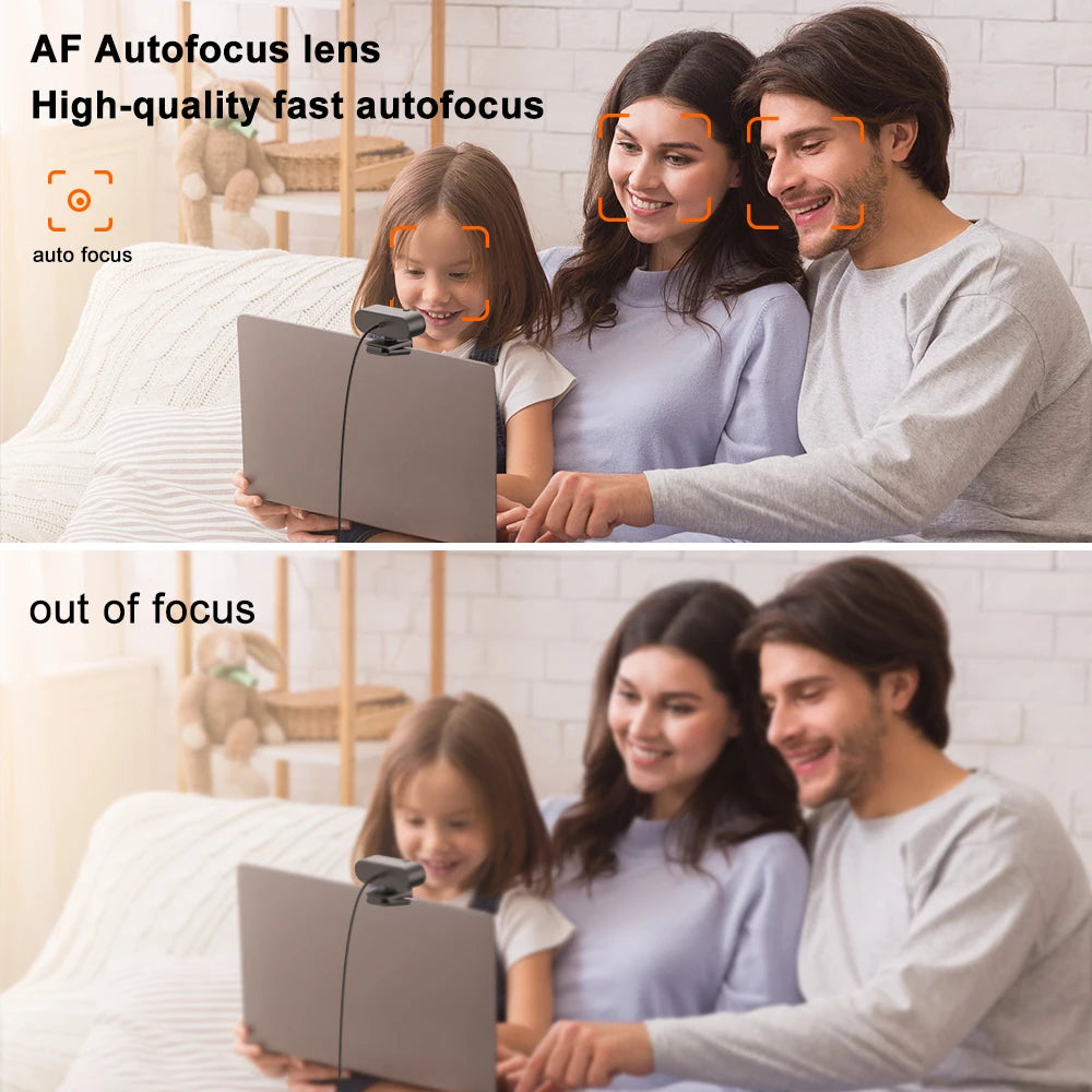 🎥💻 4K/2K/1080P USB Webcam – Με Autofocus, Μικρόφωνο & 360° Περιστροφή 🔊✨