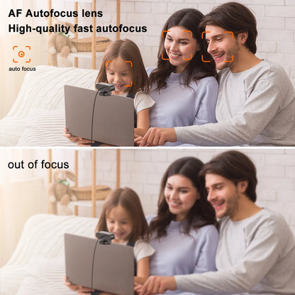 🎥💻 4K/2K/1080P USB Webcam – Με Autofocus, Μικρόφωνο & 360° Περιστροφή 🔊✨