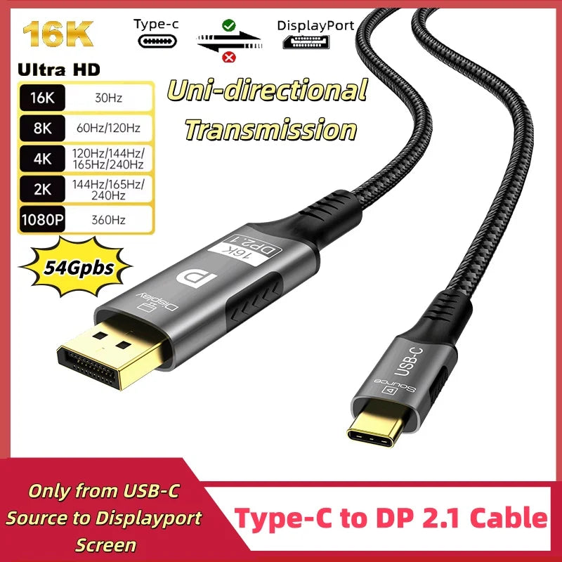 Καλώδιο USB-C σε DisplayPort 2.1 – 16K / 8K Ultra Performance