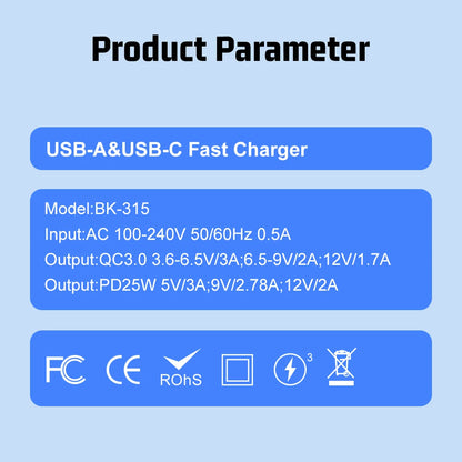 ⚡🔌 PD 25W USB-C Fast Charger 🚀📱 (2 Θύρες – USB-A + USB-C)