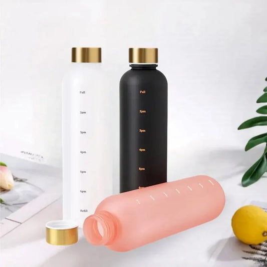 💧 1L Motivational Water Bottle με Time Marker – BPA Free, Leakproof, Reusable Sports Bottle