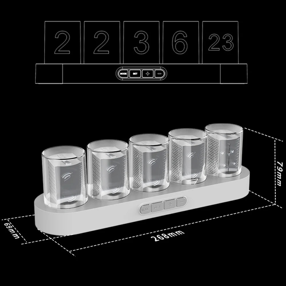 Digital Nixie Tube Clock with RGB LED – Premium Desktop Decoration