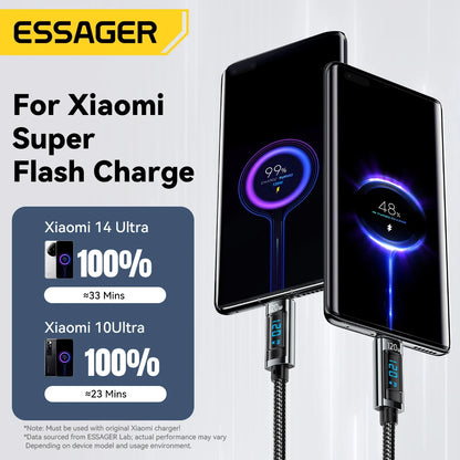 Essager USB Type-C Καλώδιο Φόρτισης 120W με LED Ένδειξη Ισχύος