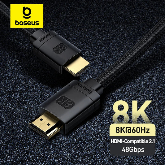Baseus HDMI 2.1 Cable 🎮📺 | 48Gbps ⚡ | 8K@60Hz • 4K@120Hz 🎥 | For PS5, PS4, Mi Box, TV & Splitters ✅