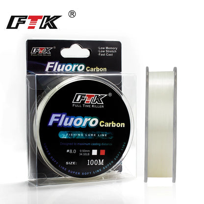 🎣✨ FTK Fluorocarbon Fishing Line 100m 🚀 (4.13–34.32LB – Super Soft)