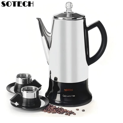 ☕⚡ Ηλεκτρική Καφετιέρα Percolator 1.8L – Για 12 Κούπες Αρωματικού Καφέ! ⚡☕  SOTECH Electric Coffee Percolator