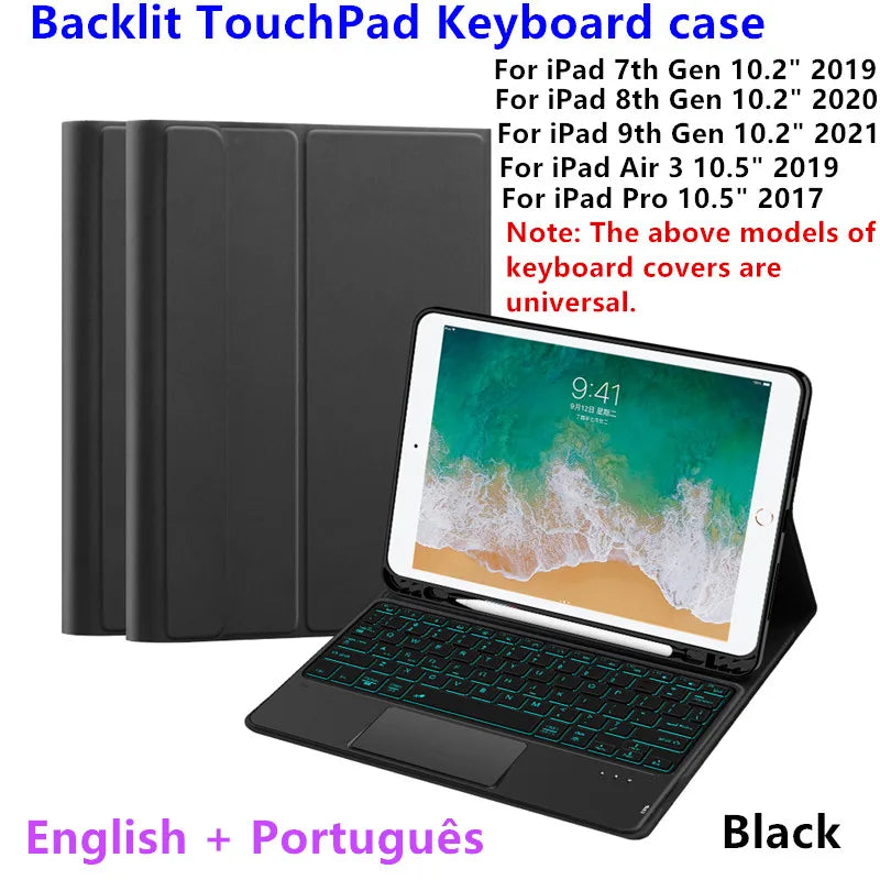 💻✨ Keyboard Case με Touchpad & Backlight – Συμβατό με iPad 7/8/9th Gen, Air3 & Pro 10.5" ✨📱