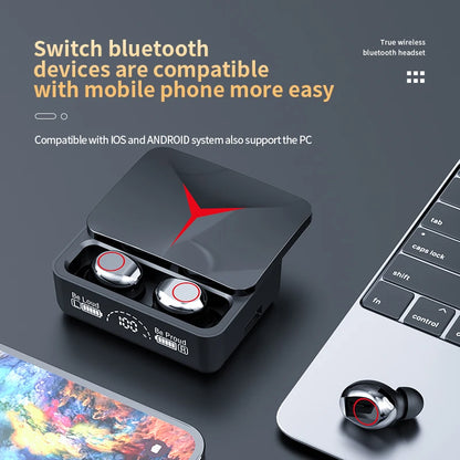 🎧 M90 TWS Touch Display Earphones Bluetooth Wireless Gaming | HiFi Ήχος | Noise-Cancelling Μικρόφωνο | Αθλητικά & Esports 🎮🎵