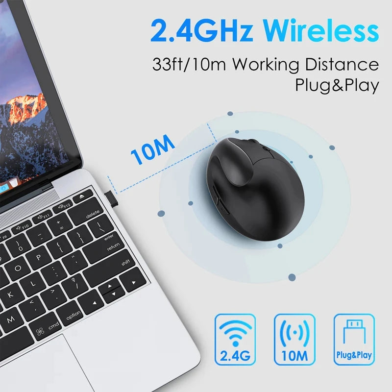 🖱️ Xiaomi Κάθετο Εργονομικό Ασύρματο Ποντίκι – Rechargeable ή με Μπαταρία AA