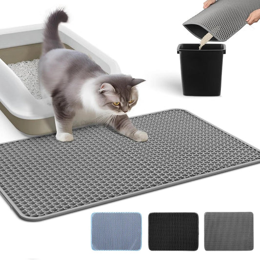 🐱 Cat Litter Mat Double Layer – Αδιάβροχο Αντιολισθητικό Χαλάκι Συλλογής Άμμου & Ούρων για Γάτες